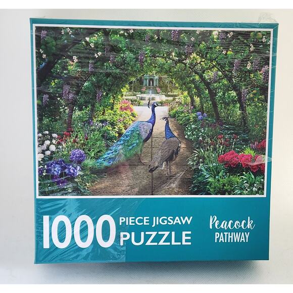 PUZZLE-PEACOCK PATHWAY-Garden Scene-27.5 in x 9.7 in Finished - Picture 1 of 4